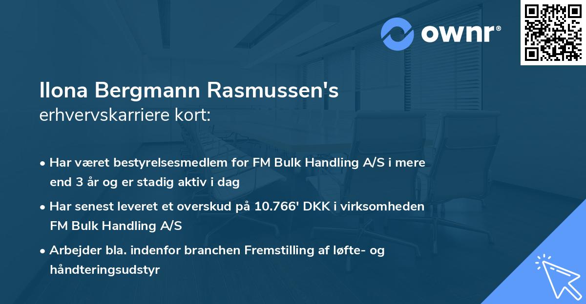 Ilona Bergmann Rasmussen's erhvervskarriere kort