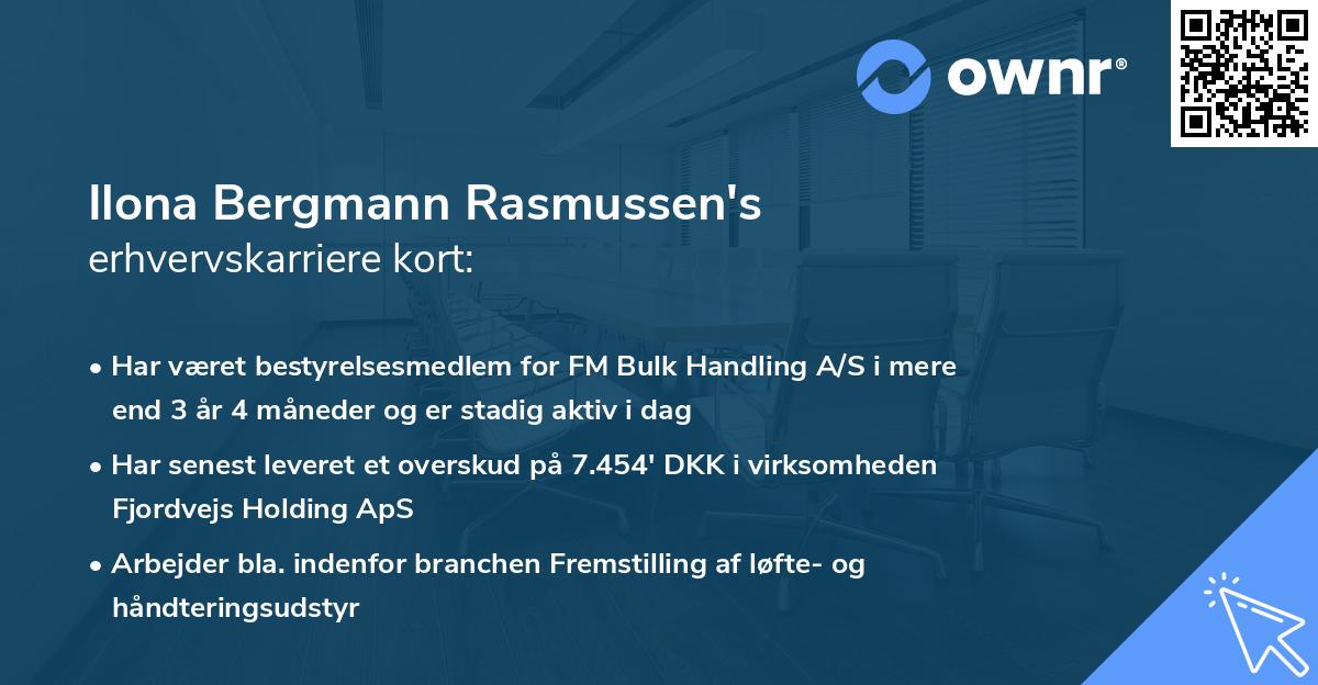 Ilona Bergmann Rasmussen's erhvervskarriere kort