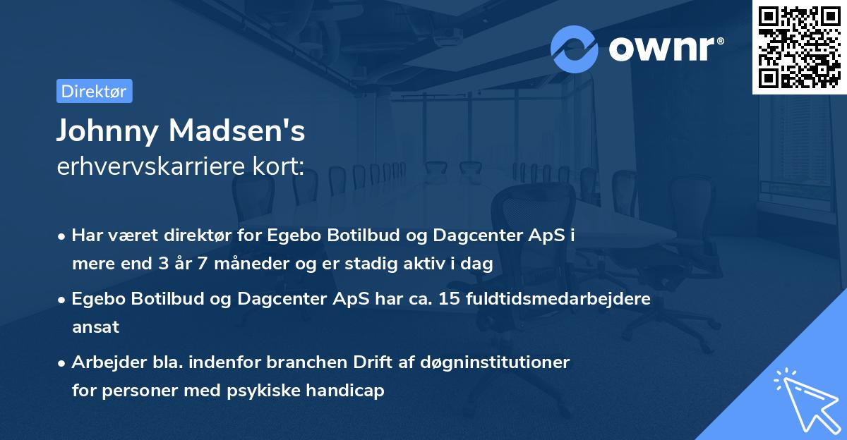 Johnny Madsen's erhvervskarriere kort