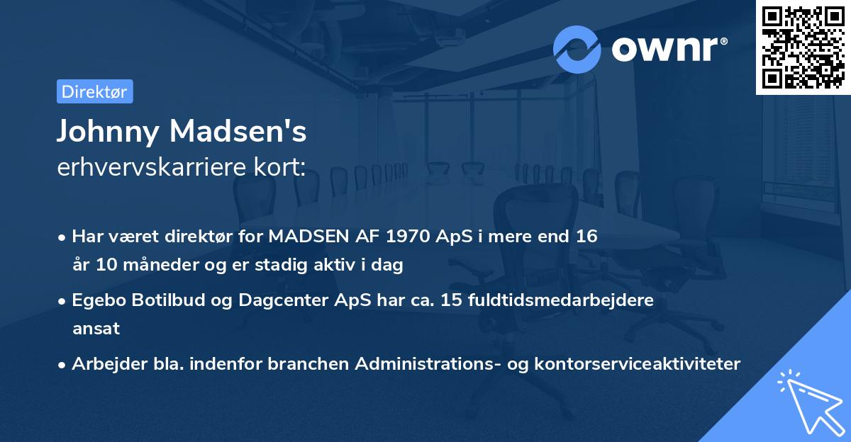 Johnny Madsen's erhvervskarriere kort