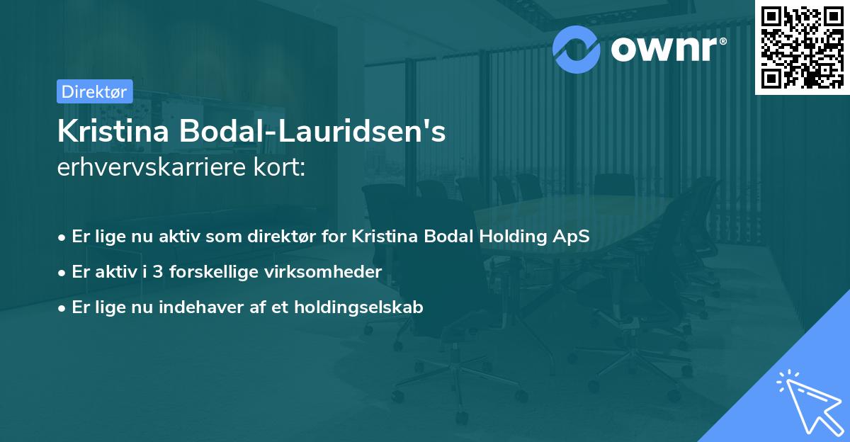 Kristina Bodal-Lauridsen's erhvervskarriere kort