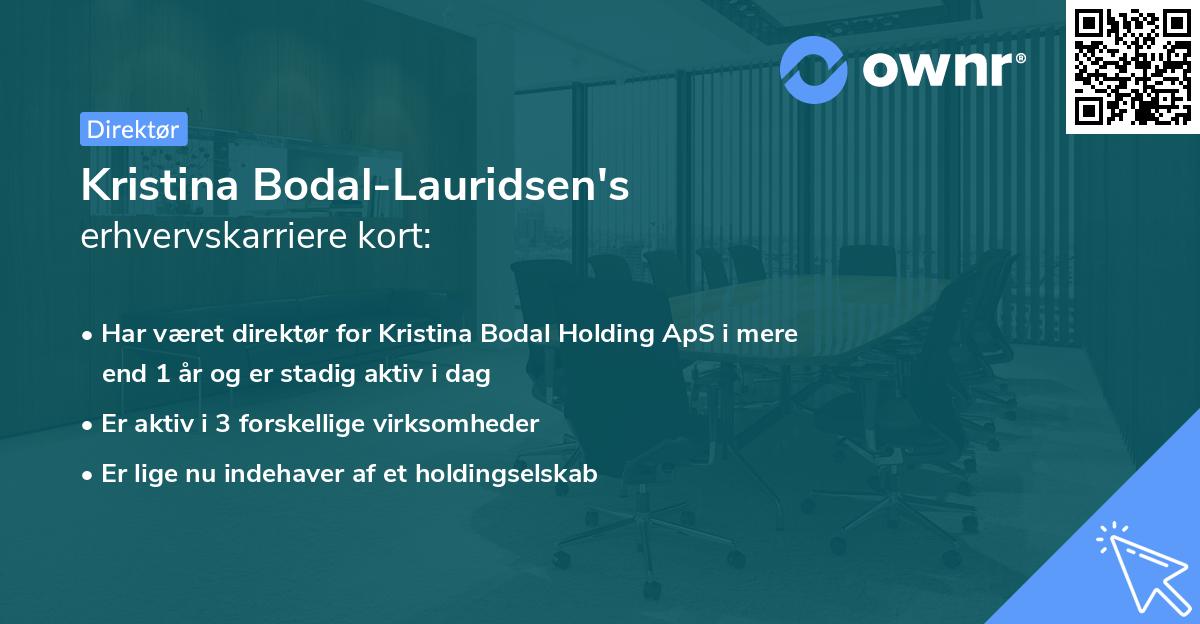 Kristina Bodal-Lauridsen's erhvervskarriere kort