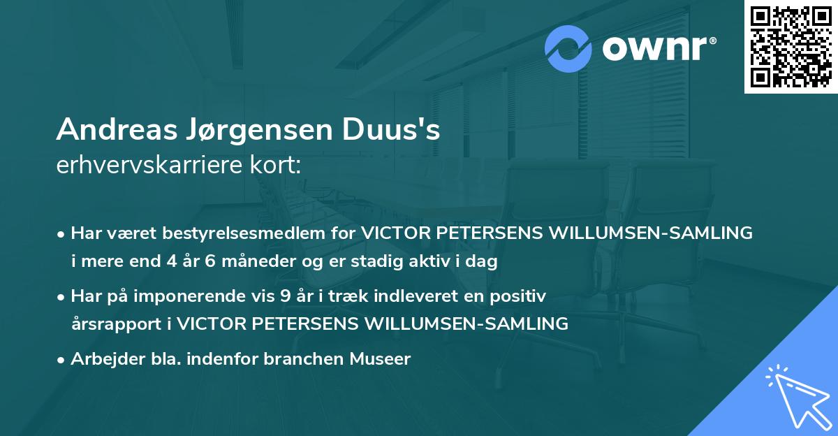 Andreas Jørgensen Duus's erhvervskarriere kort