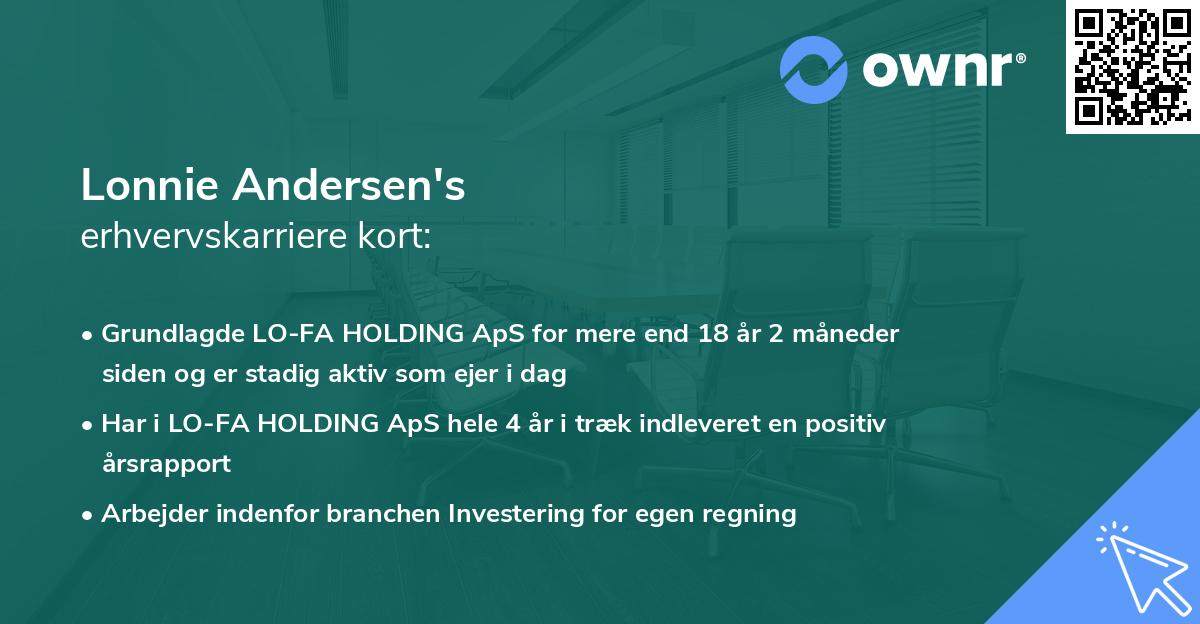 Lonnie Andersen's erhvervskarriere kort