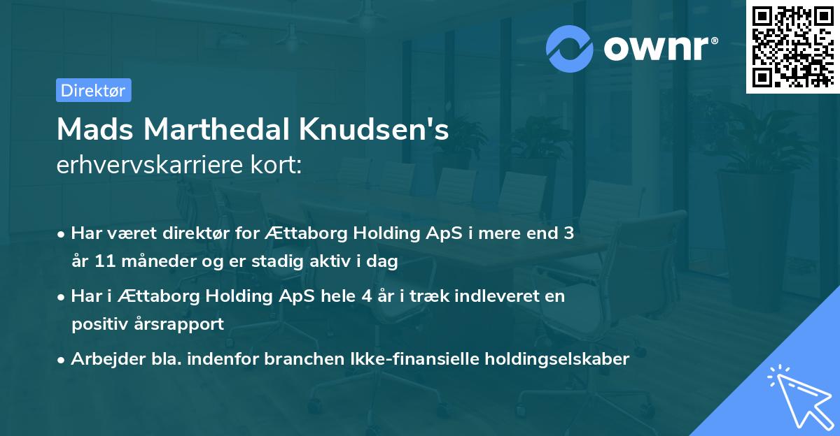 Mads Marthedal Knudsen's erhvervskarriere kort