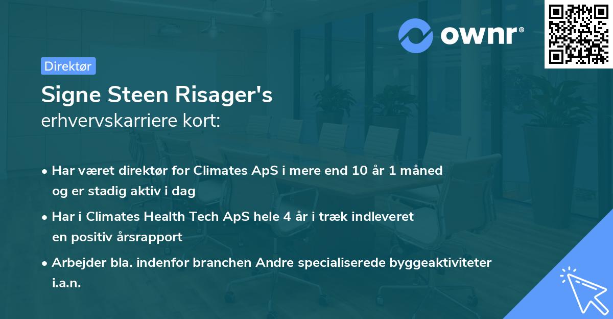 Signe Steen Risager's erhvervskarriere kort