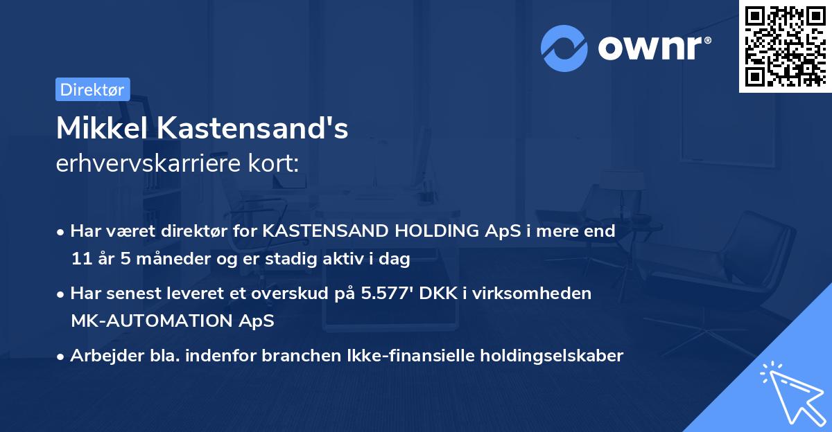 Mikkel Kastensand's erhvervskarriere kort