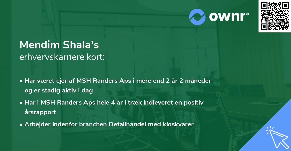 Mendim Shala's erhvervskarriere kort