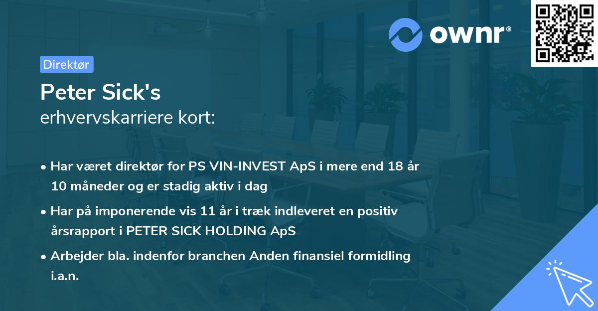 Peter Sick's erhvervskarriere kort