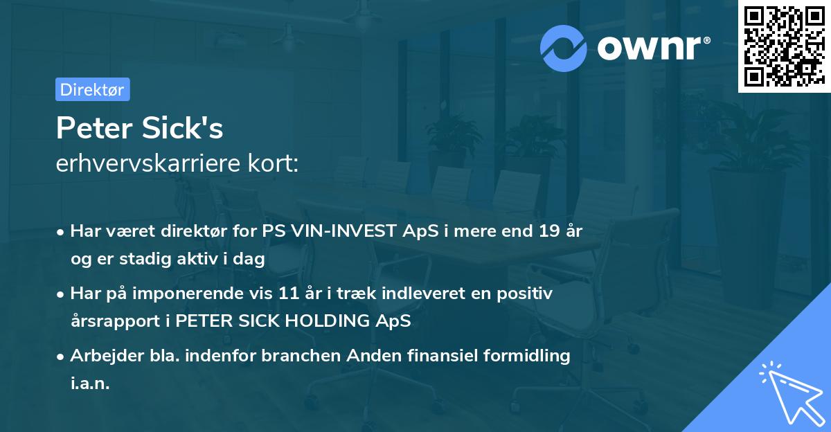 Peter Sick's erhvervskarriere kort