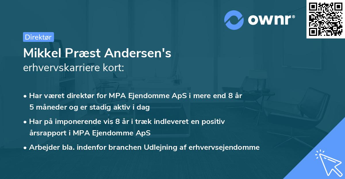 Mikkel Præst Andersen's erhvervskarriere kort