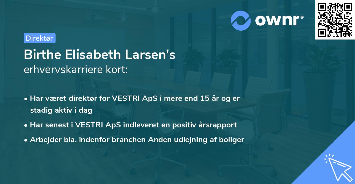 Birthe Elisabeth Larsen's erhvervskarriere kort