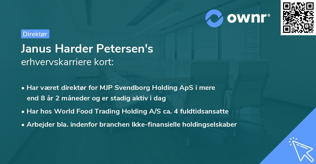 Janus Harder Petersen's erhvervskarriere kort