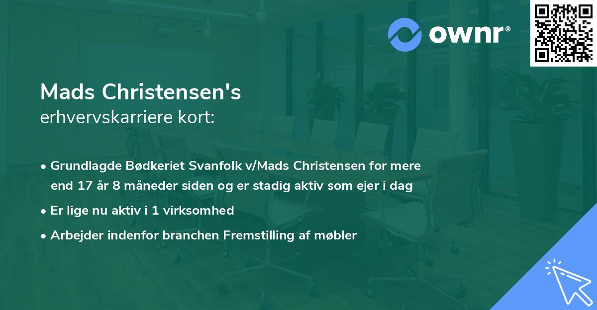 Mads Christensen's erhvervskarriere kort