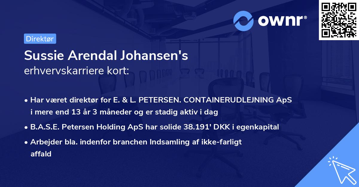Sussie Arendal Johansen's erhvervskarriere kort