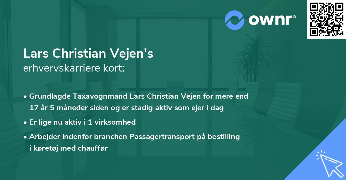 Lars Christian Vejen's erhvervskarriere kort