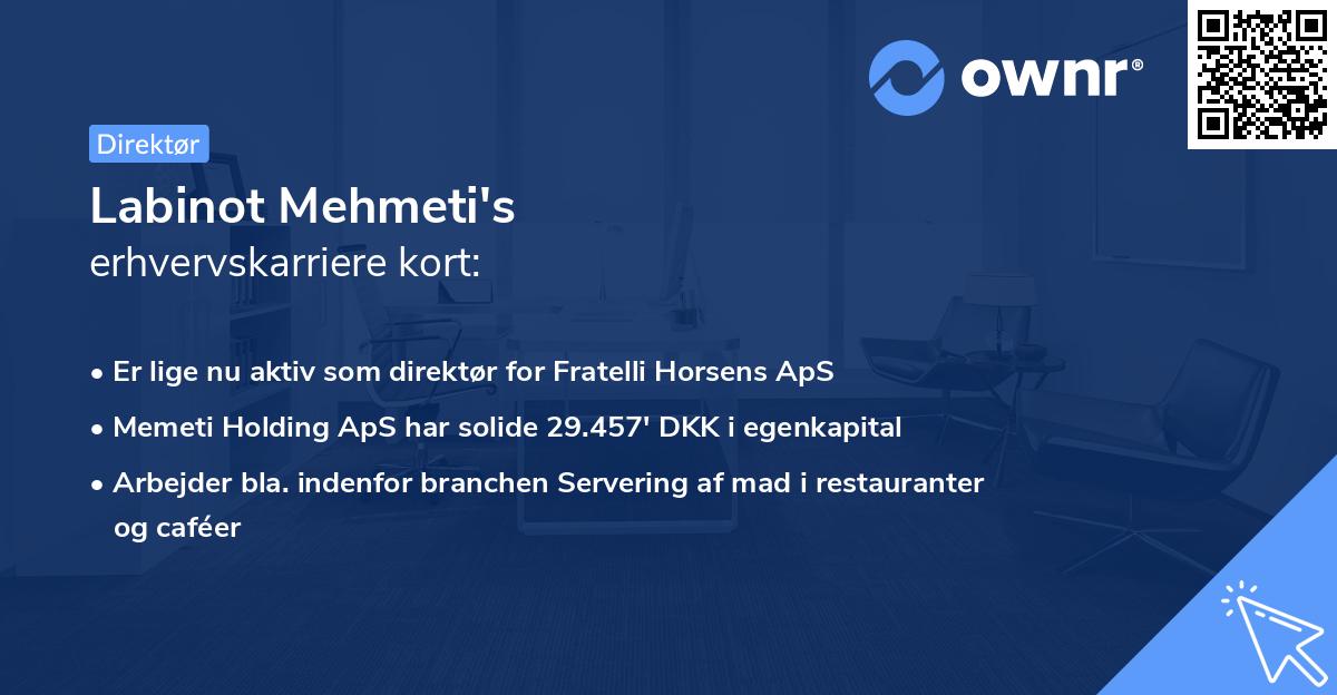 Labinot Mehmeti's erhvervskarriere kort