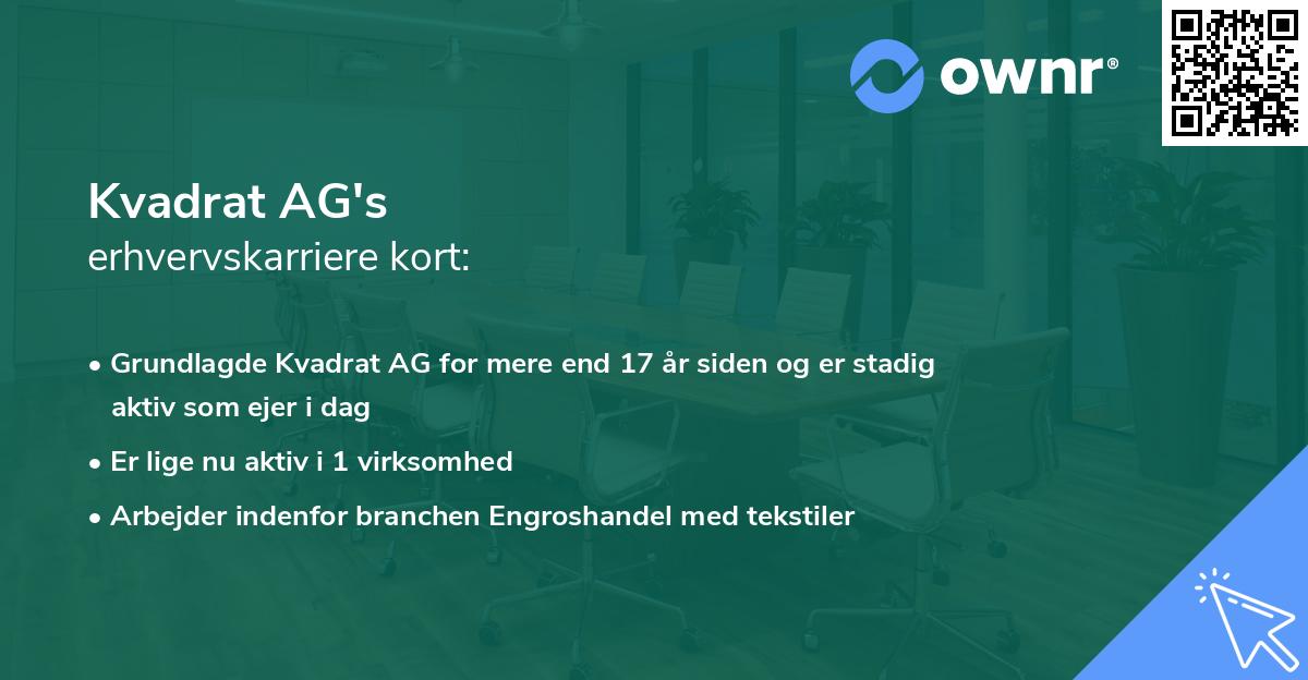 Kvadrat AG's erhvervskarriere kort