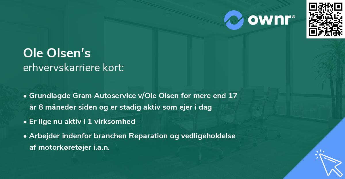 Ole Olsen's erhvervskarriere kort