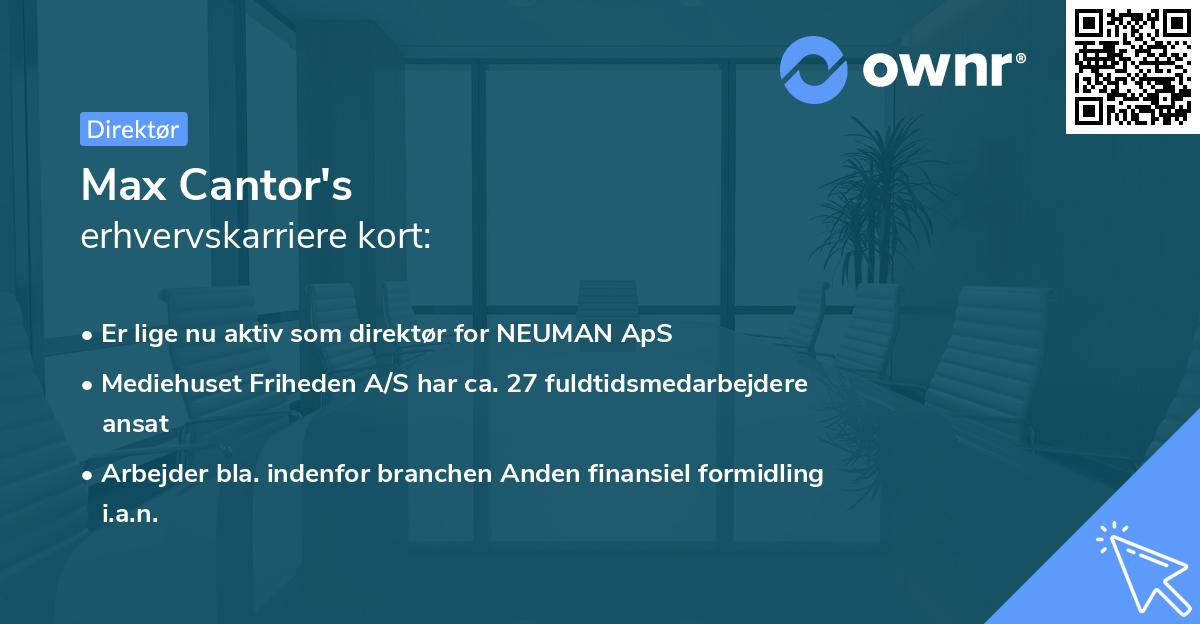Max Cantor's erhvervskarriere kort