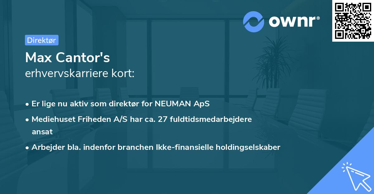 Max Cantor's erhvervskarriere kort