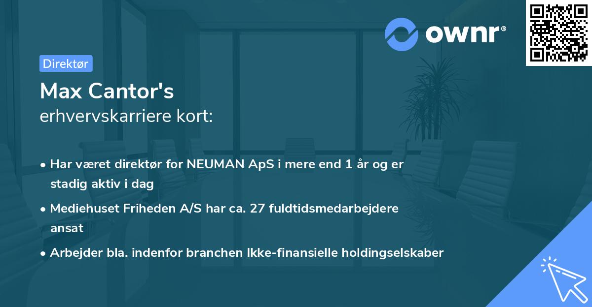 Max Cantor's erhvervskarriere kort