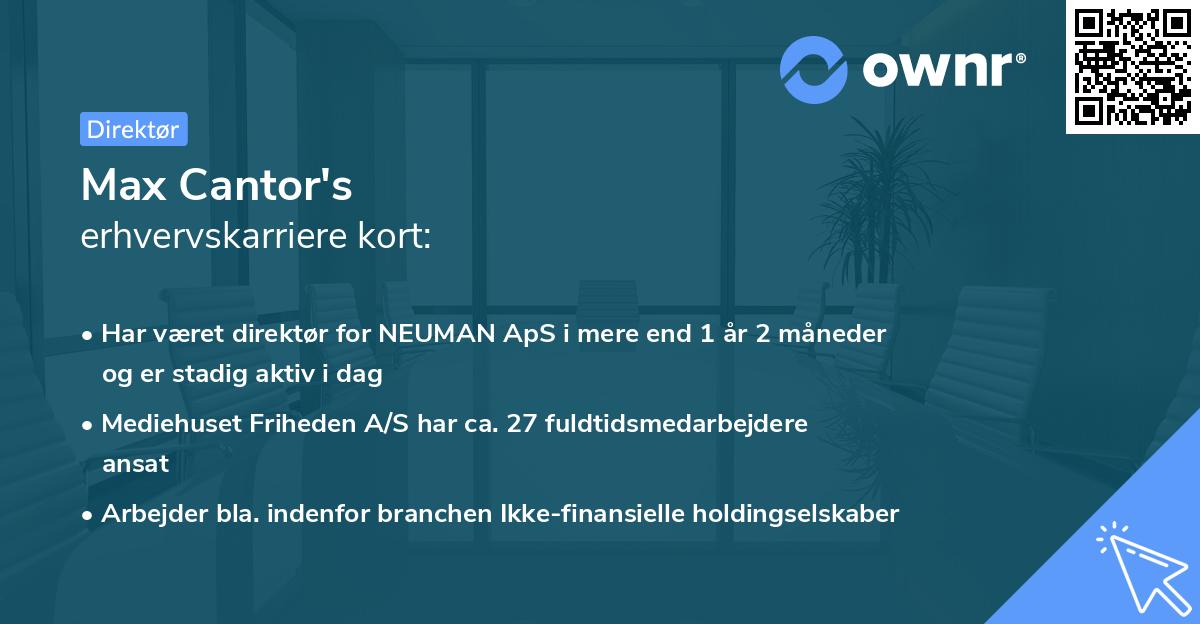 Max Cantor's erhvervskarriere kort