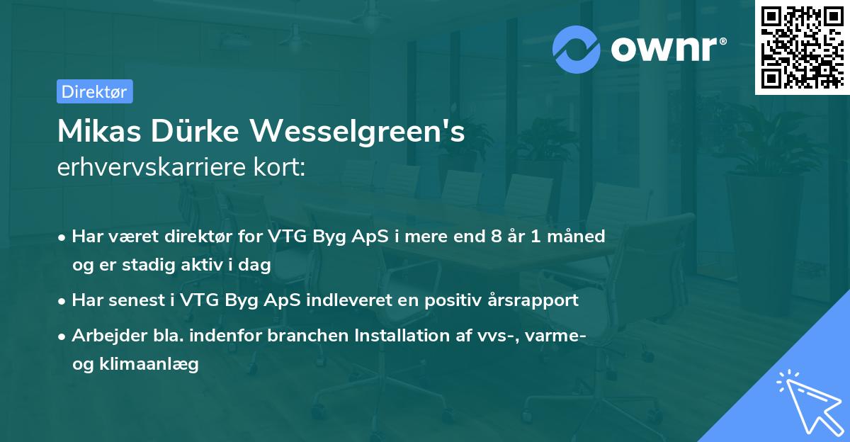 Mikas Dürke Wesselgreen's erhvervskarriere kort