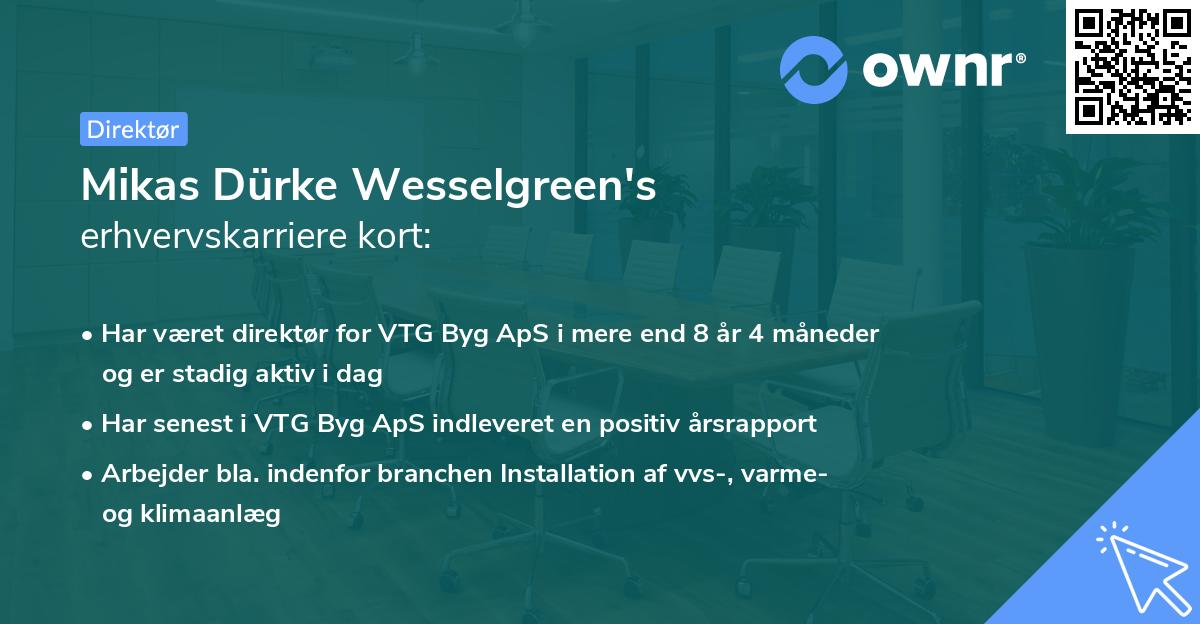 Mikas Dürke Wesselgreen's erhvervskarriere kort