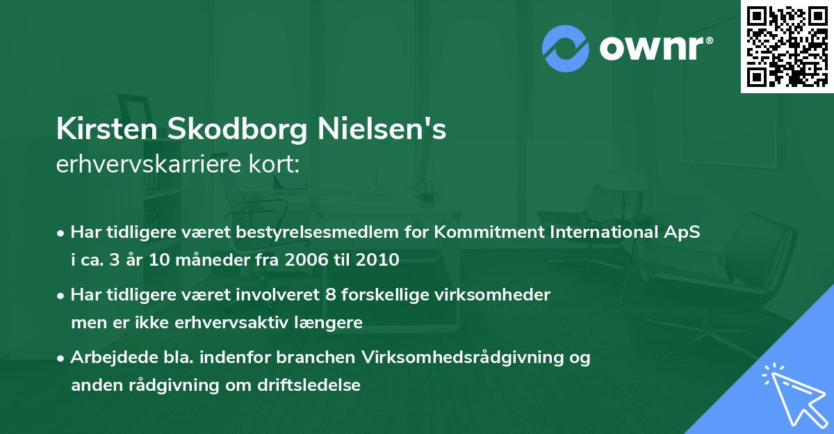 Kirsten Skodborg Nielsen's erhvervskarriere kort
