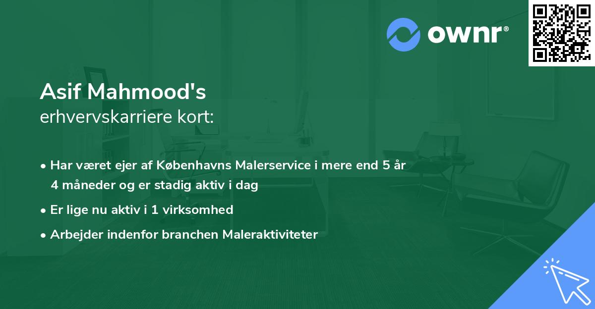 Asif Mahmood's erhvervskarriere kort