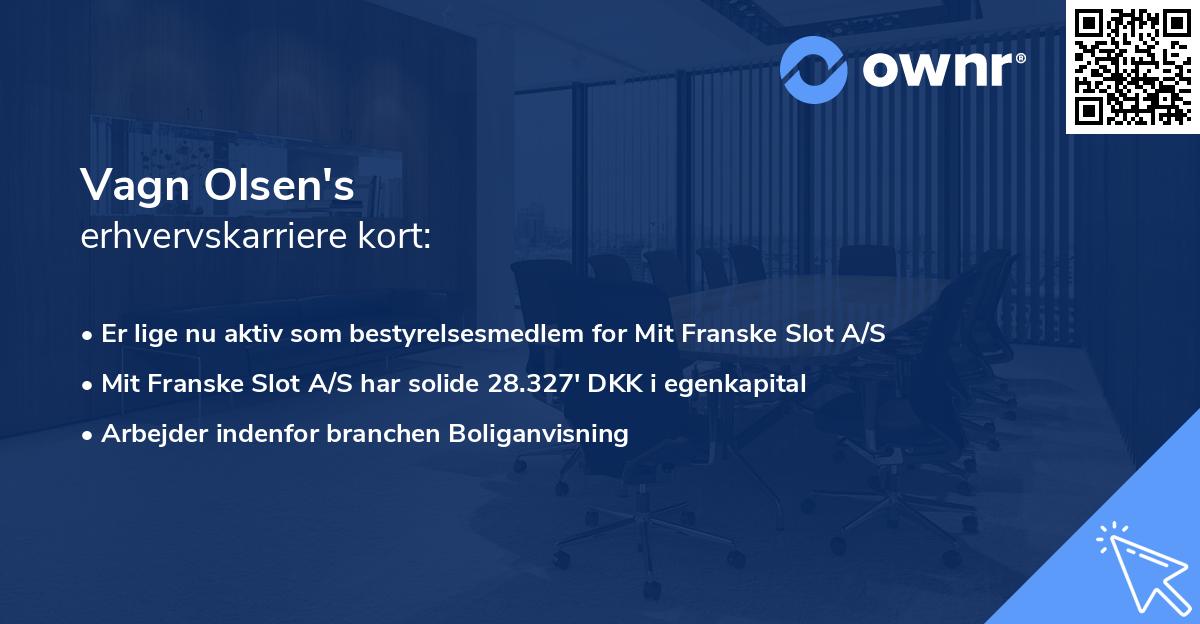 Vagn Olsen's erhvervskarriere kort