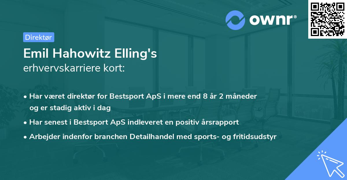Emil Hahowitz Elling's erhvervskarriere kort