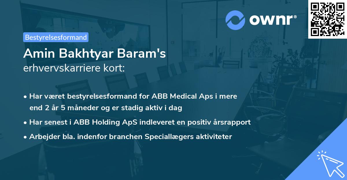 Amin Bakhtyar Baram's erhvervskarriere kort