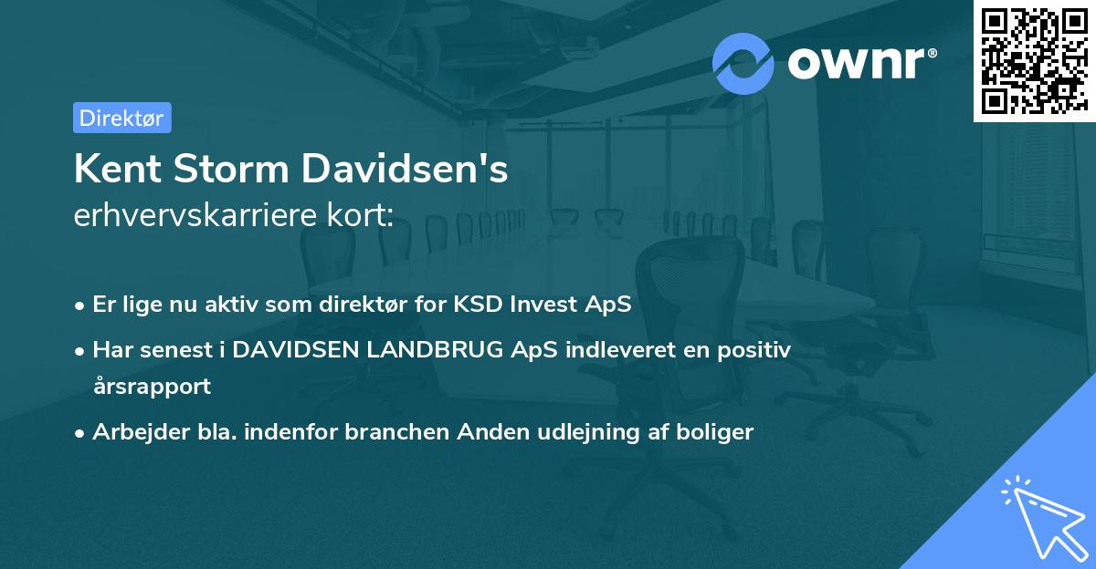 Kent Storm Davidsen's erhvervskarriere kort