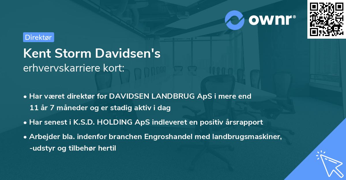 Kent Storm Davidsen's erhvervskarriere kort