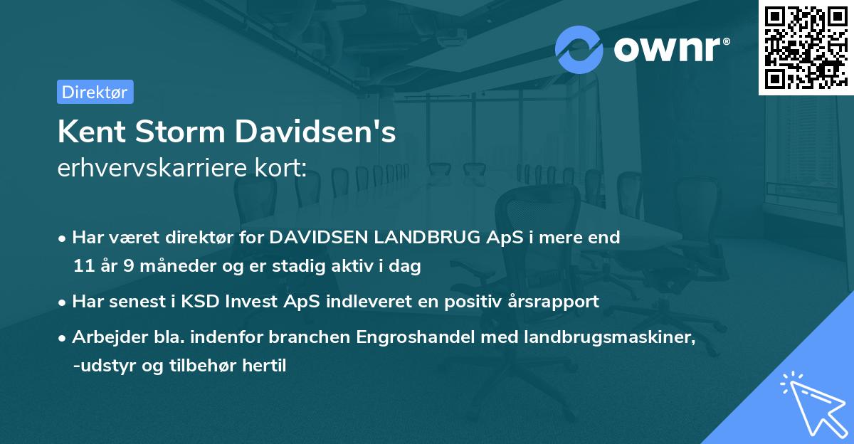 Kent Storm Davidsen's erhvervskarriere kort