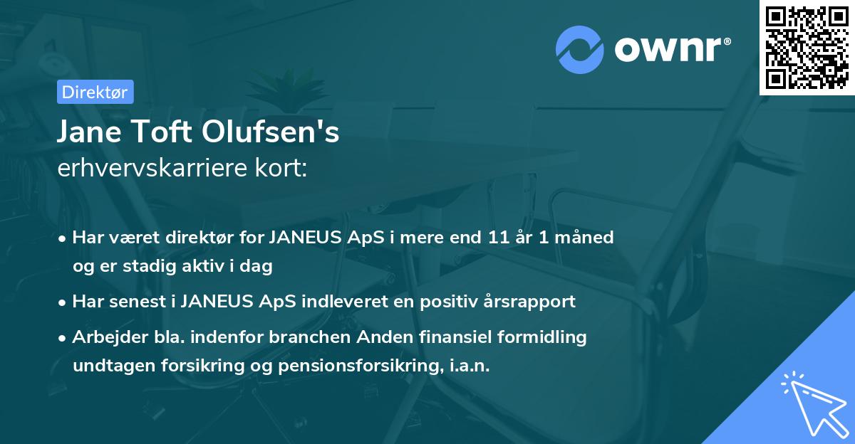 Jane Toft Olufsen's erhvervskarriere kort