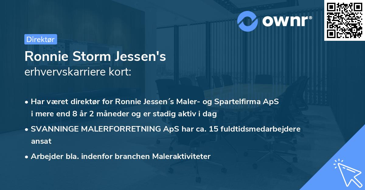Ronnie Storm Jessen's erhvervskarriere kort