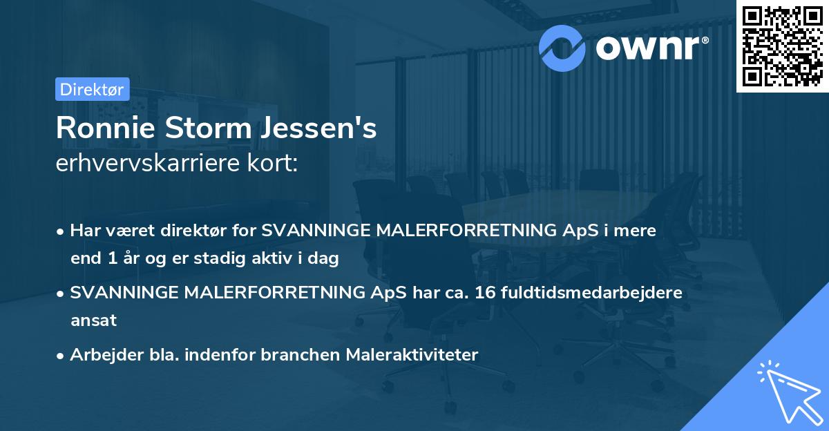 Ronnie Storm Jessen's erhvervskarriere kort