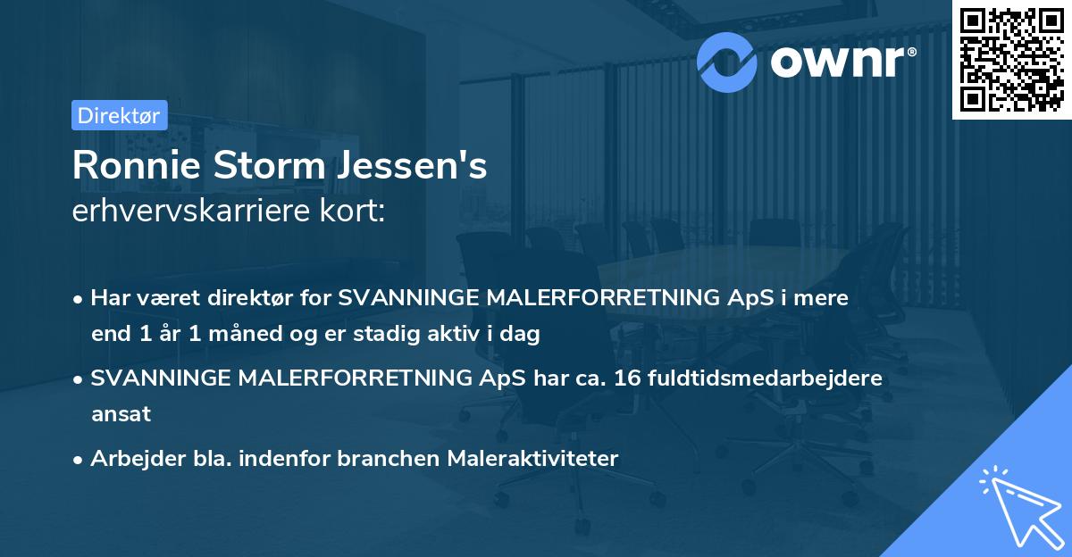 Ronnie Storm Jessen's erhvervskarriere kort