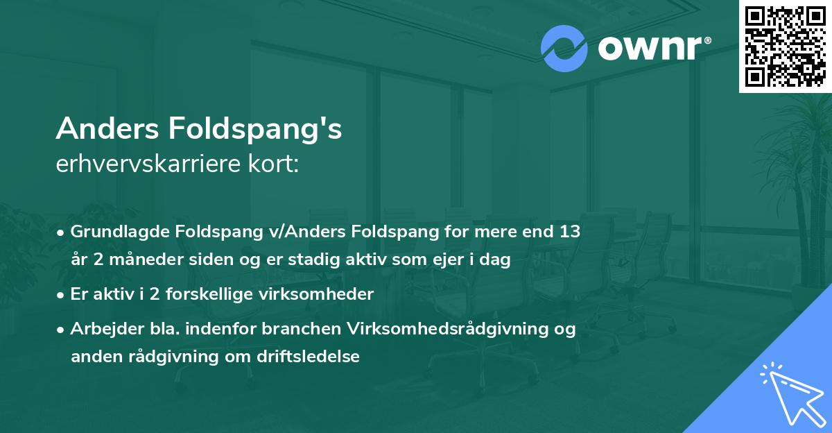 Anders Foldspang's erhvervskarriere kort