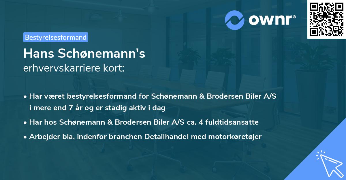 Hans Schønemann's erhvervskarriere kort