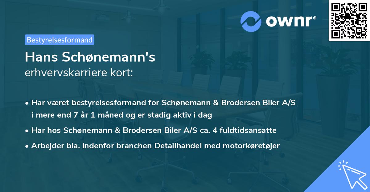 Hans Schønemann's erhvervskarriere kort
