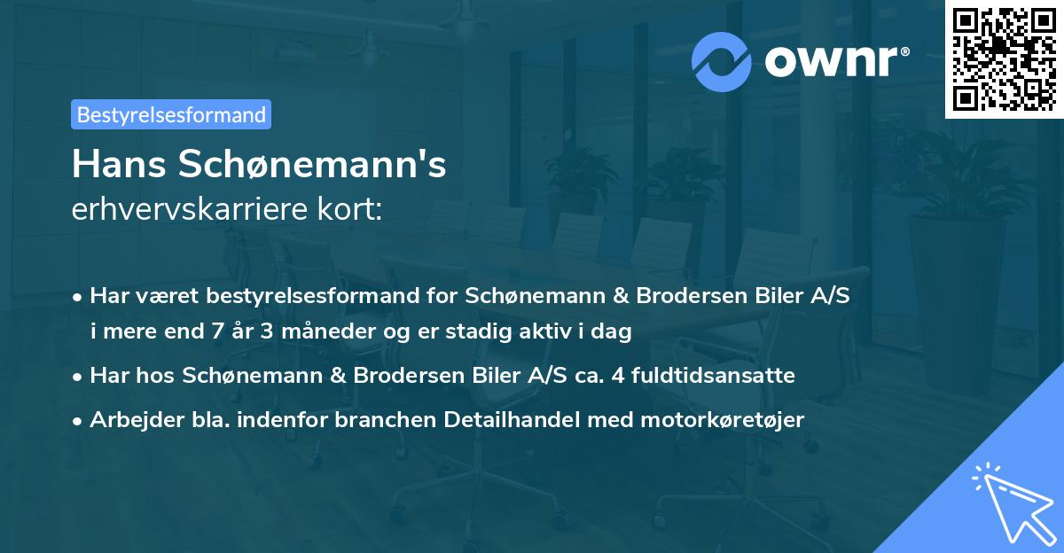Hans Schønemann's erhvervskarriere kort