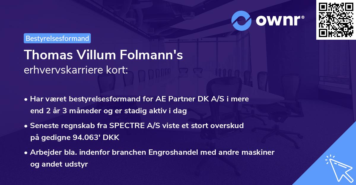 Thomas Villum Folmann's erhvervskarriere kort