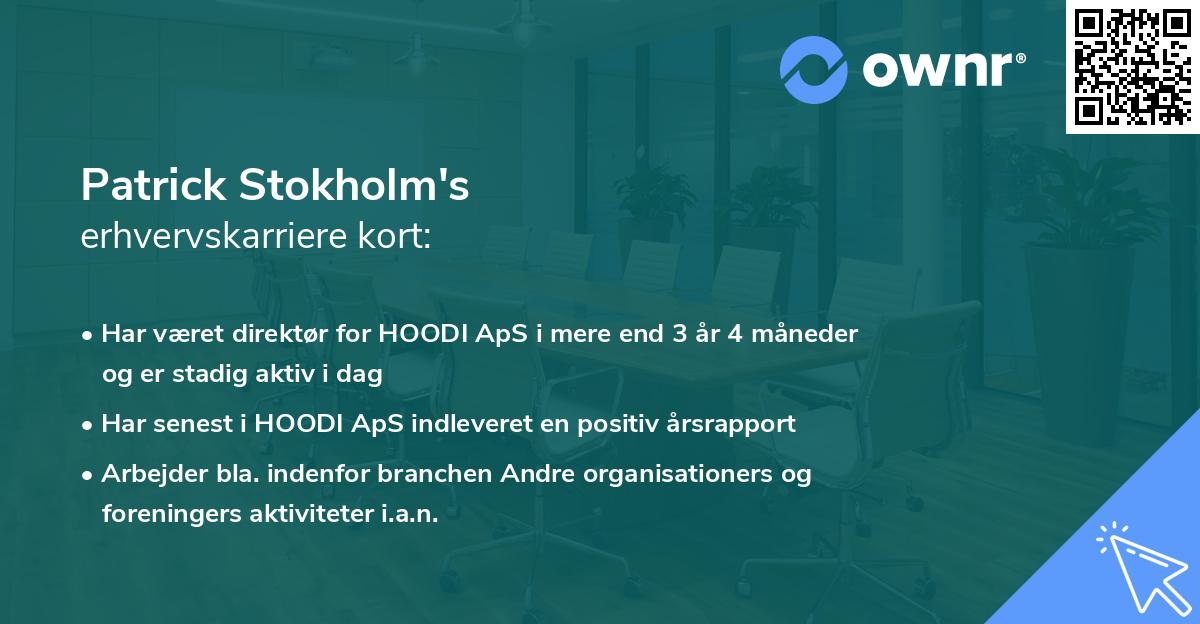 Patrick Stokholm's erhvervskarriere kort