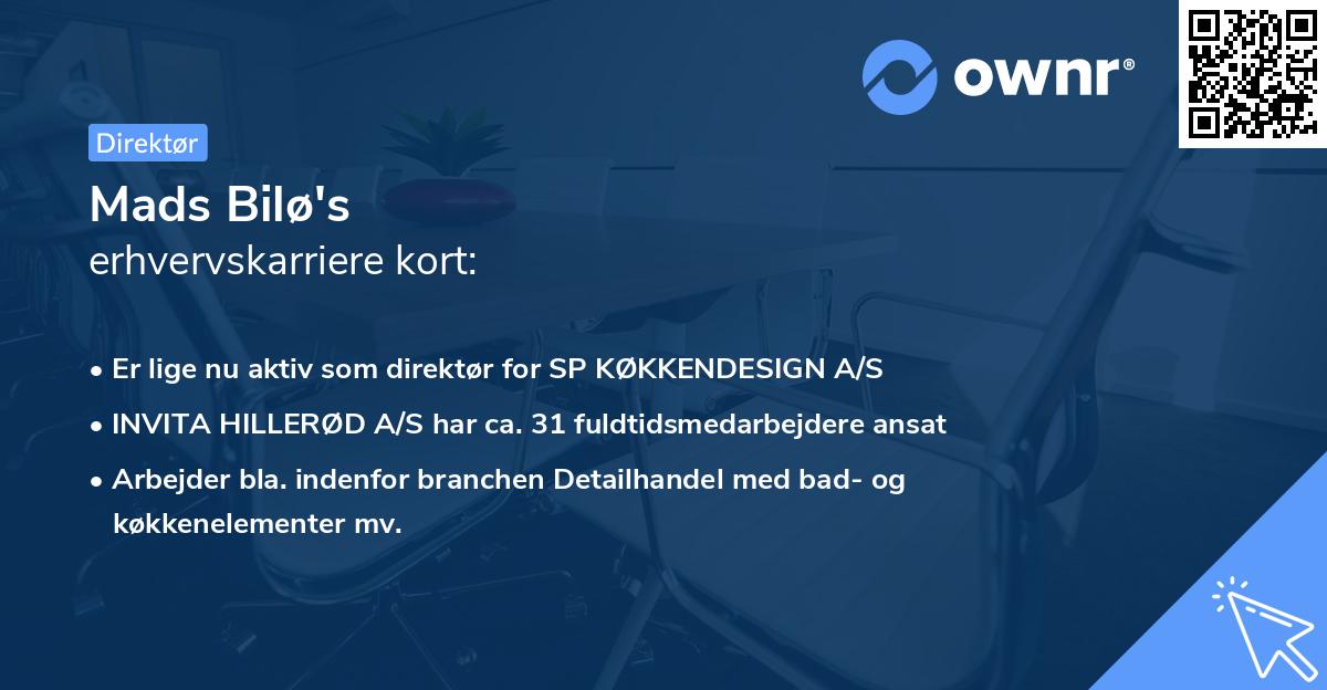 Mads Bilø's erhvervskarriere kort