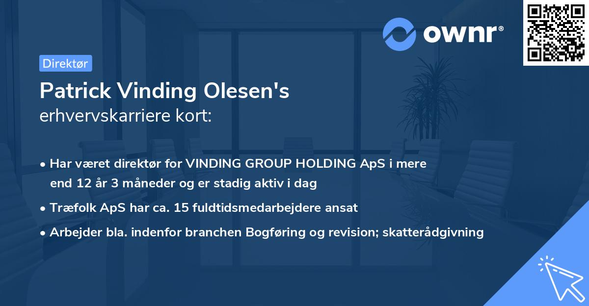 Patrick Vinding Olesen's erhvervskarriere kort