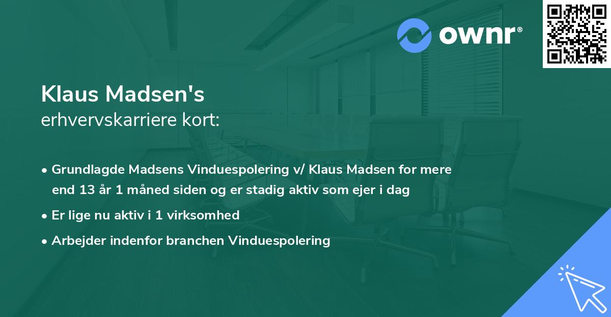 Klaus Madsen's erhvervskarriere kort